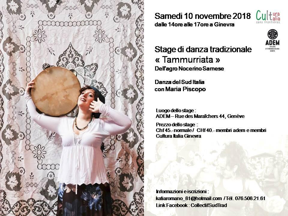 Stage danza tradizionale “Tammuriata”: Sabato 10 novembre 2018