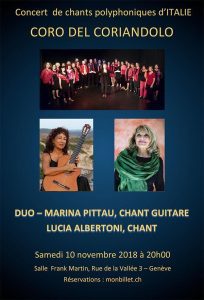 Concert de chants polyphoniques d’ITALIECORO DEL CORIANDOLO