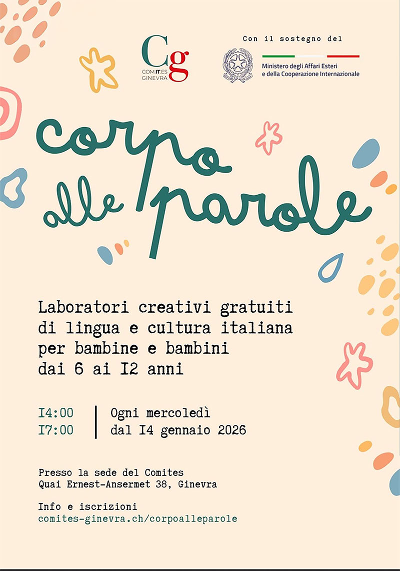 21 gen 2026 14:00 | “CORPO ALLE PAROLE” - Laboratori Creativo per Bambini - Comites Ginevra